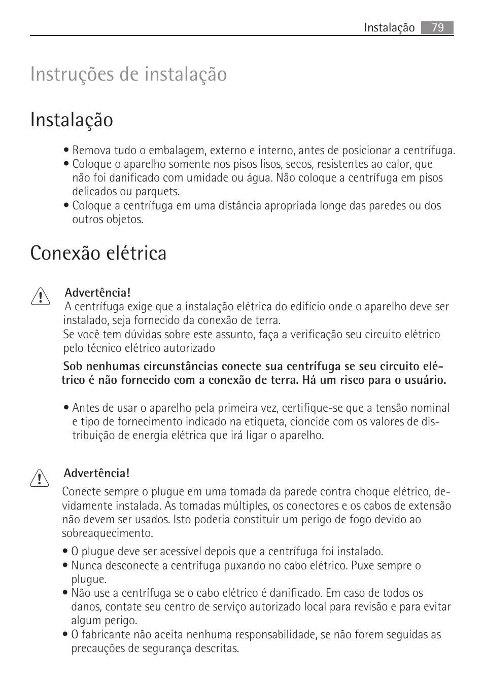 Instruções de instalação instalação, Conexão elétrica | AEG SV5028 User Manual | Page 79 / 98
