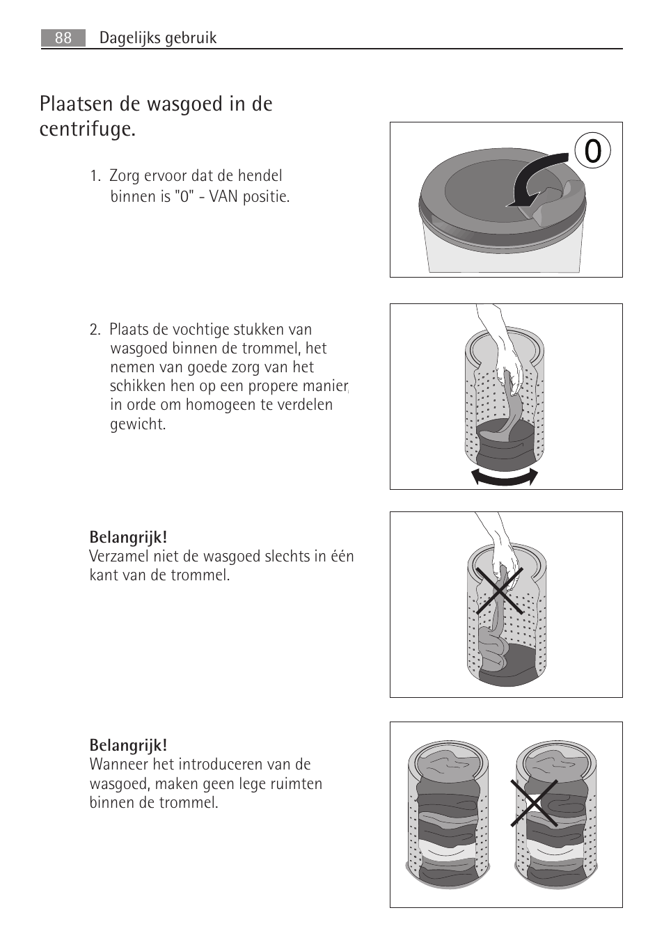 Plaatsen de wasgoed in de centrifuge | AEG SV5028 User Manual | Page 88 / 98