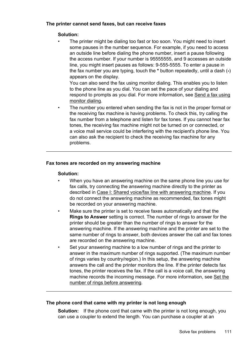 Fax tones are recorded on my answering machine | HP Officejet 6600 e-All-in-One Printer - H711a H711g User Manual | Page 115 / 216