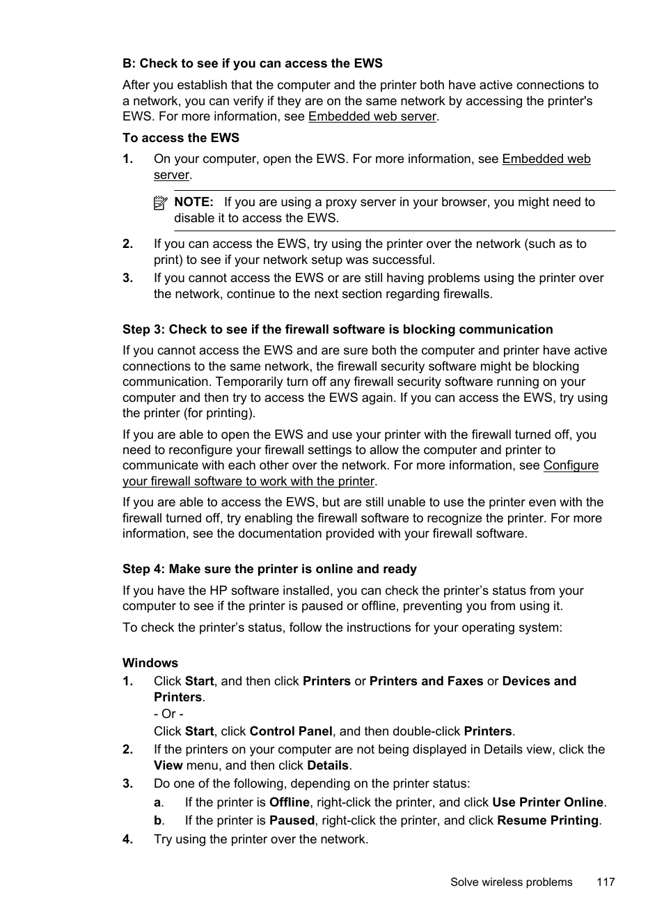 Step 4: make sure the printer is online and ready | HP Officejet 6600 e-All-in-One Printer - H711a H711g User Manual | Page 121 / 216