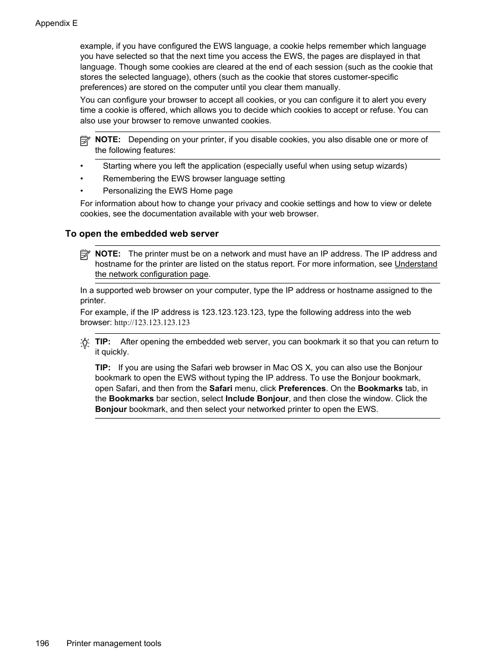 To open the embedded web server | HP Officejet 6600 e-All-in-One Printer - H711a H711g User Manual | Page 200 / 216