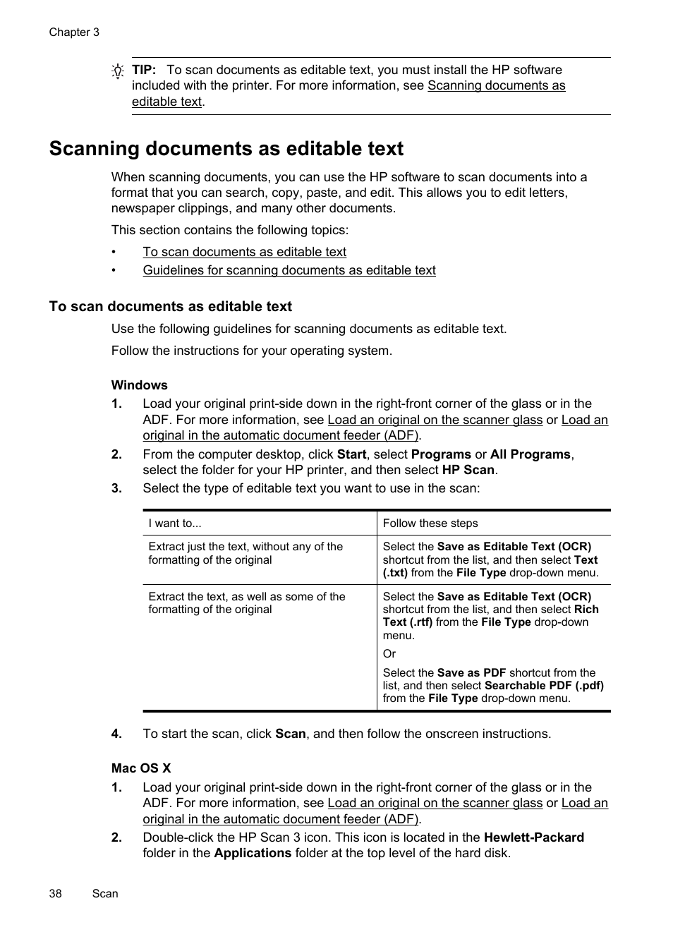 Scanning documents as editable text, To scan documents as editable text | HP Officejet 6600 e-All-in-One Printer - H711a H711g User Manual | Page 42 / 216