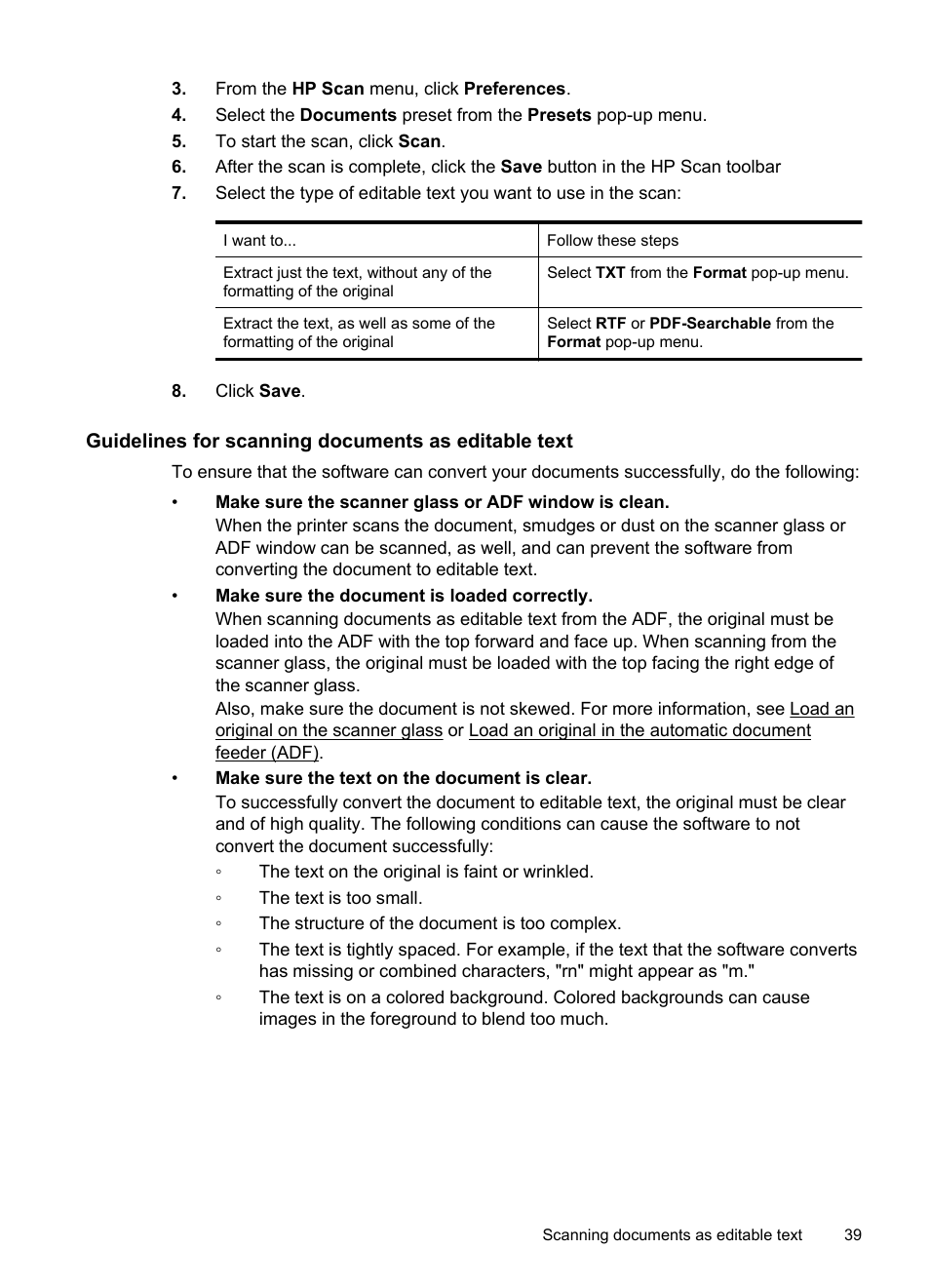 Guidelines for scanning documents as editable text | HP Officejet 6600 e-All-in-One Printer - H711a H711g User Manual | Page 43 / 216