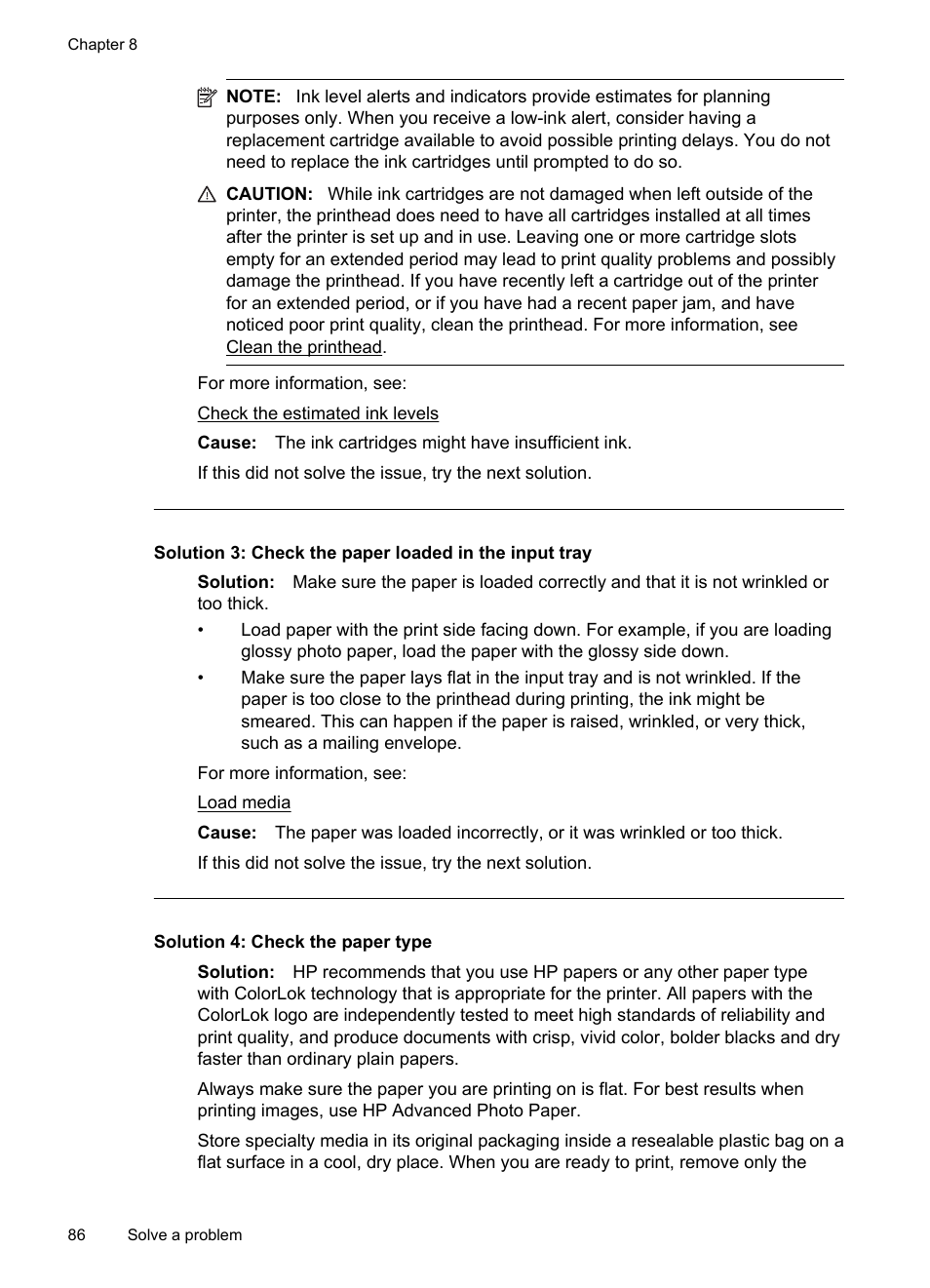 Solution 4: check the paper type | HP Officejet 6600 e-All-in-One Printer - H711a H711g User Manual | Page 90 / 216