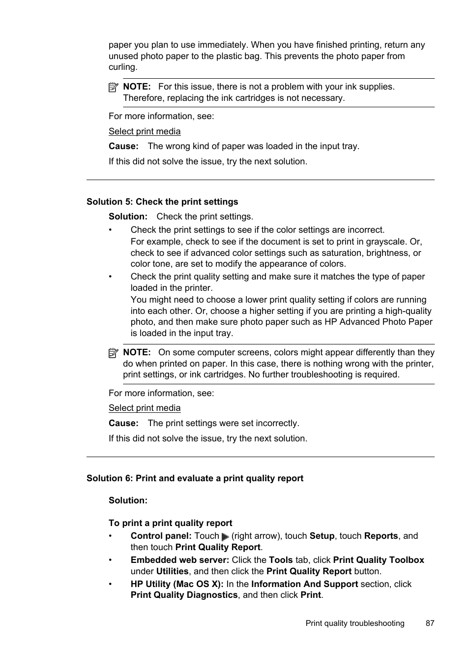 Solution 5: check the print settings | HP Officejet 6600 e-All-in-One Printer - H711a H711g User Manual | Page 91 / 216