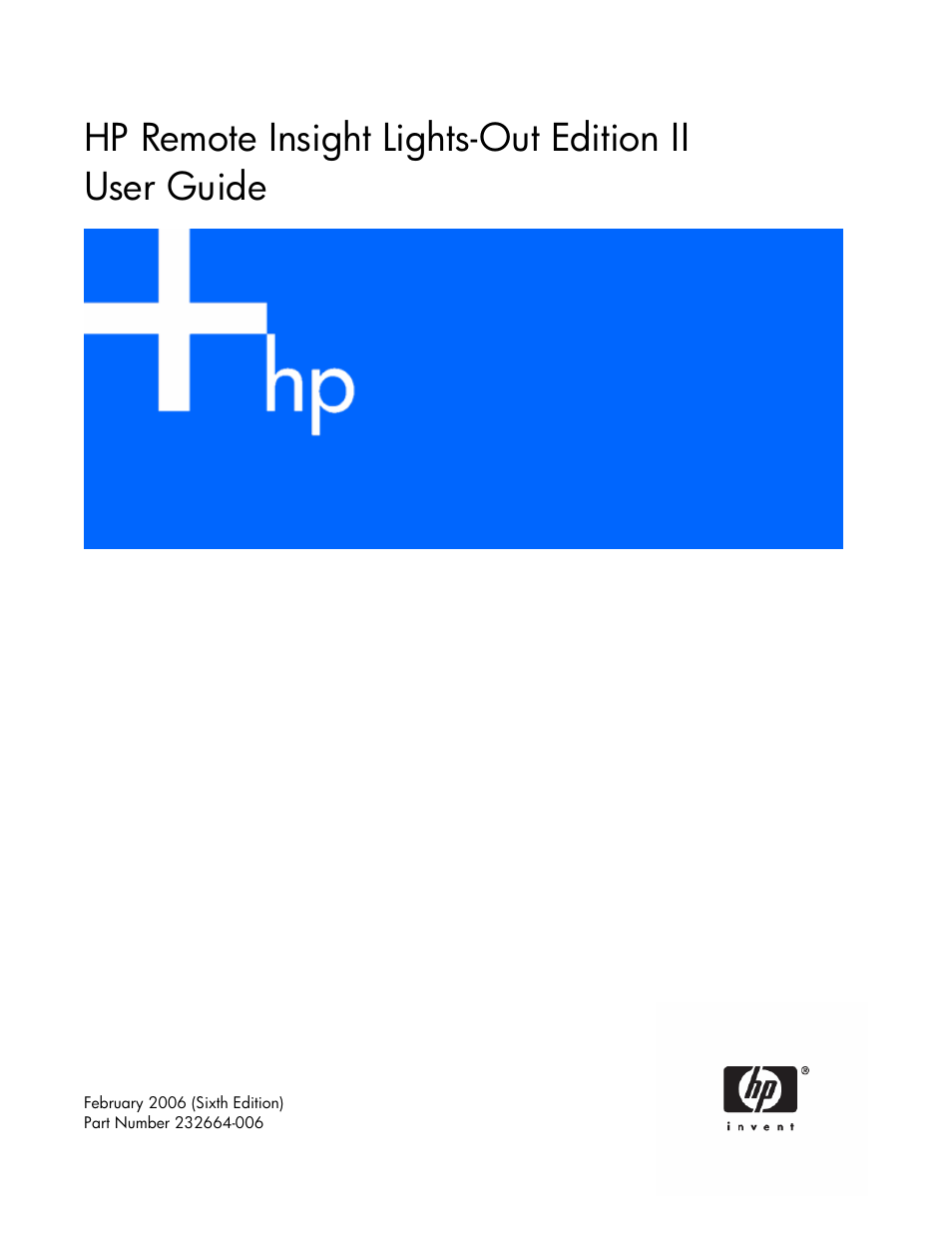 HP Remote Insight Lights-Out Edition II Board User Manual | 205 pages