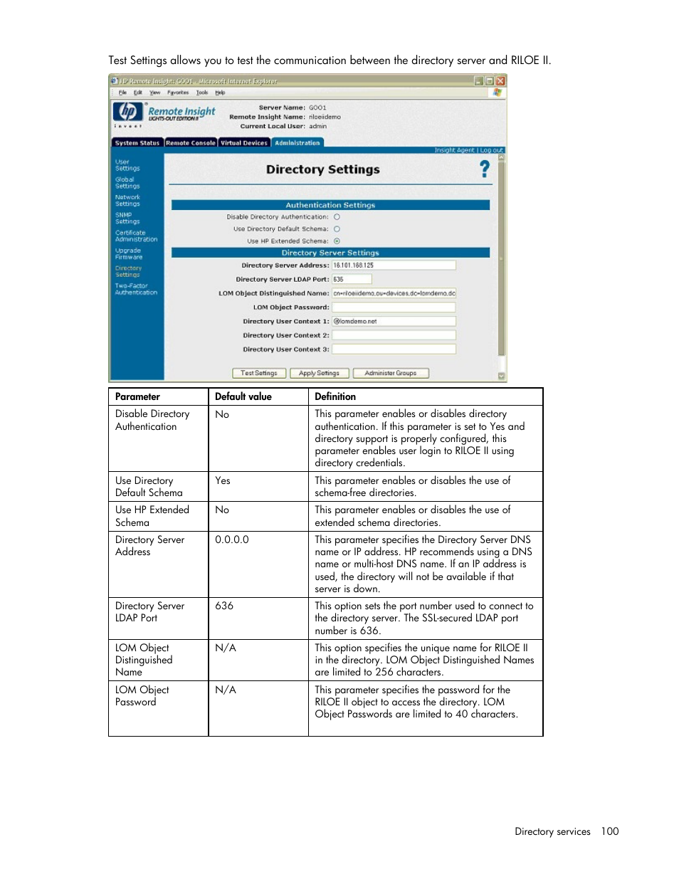 HP Remote Insight Lights-Out Edition II Board User Manual | Page 100 / 205