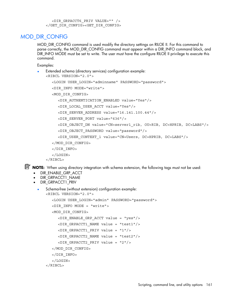 Mod_dir_config | HP Remote Insight Lights-Out Edition II Board User Manual | Page 161 / 205