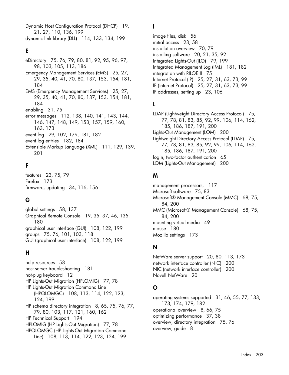 HP Remote Insight Lights-Out Edition II Board User Manual | Page 203 / 205