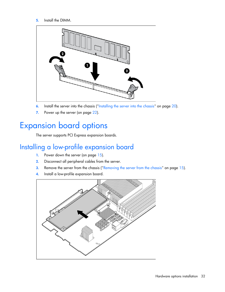 Expansion board options, Installing a low-profile expansion board | HP ProLiant SL335s G7 Server User Manual | Page 32 / 82
