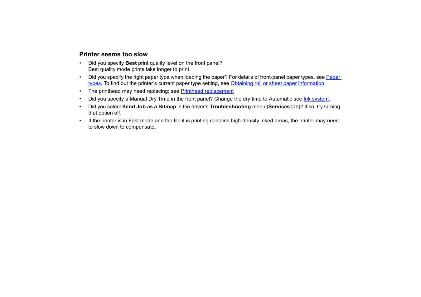 Printer seems too slow | HP Designjet 510 Printer series User Manual | Page 106 / 219