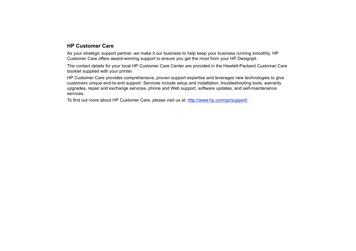 Hp customer care | HP Designjet 510 Printer series User Manual | Page 108 / 219