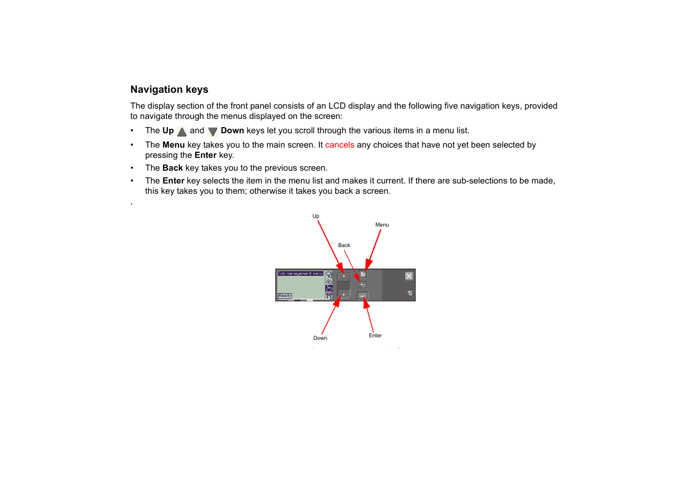 Navigation keys | HP Designjet 510 Printer series User Manual | Page 114 / 219