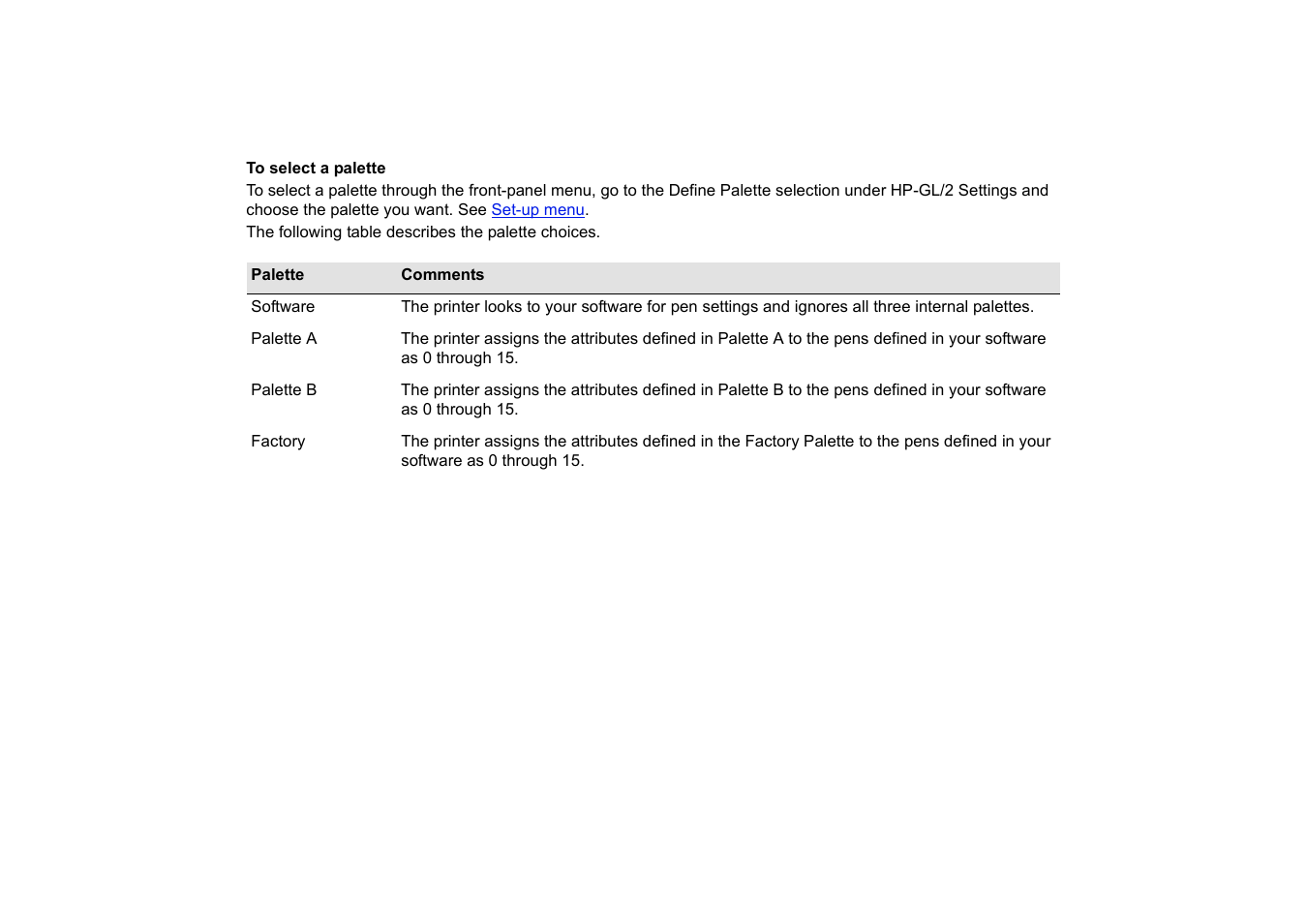 To select a palette | HP Designjet 510 Printer series User Manual | Page 155 / 219