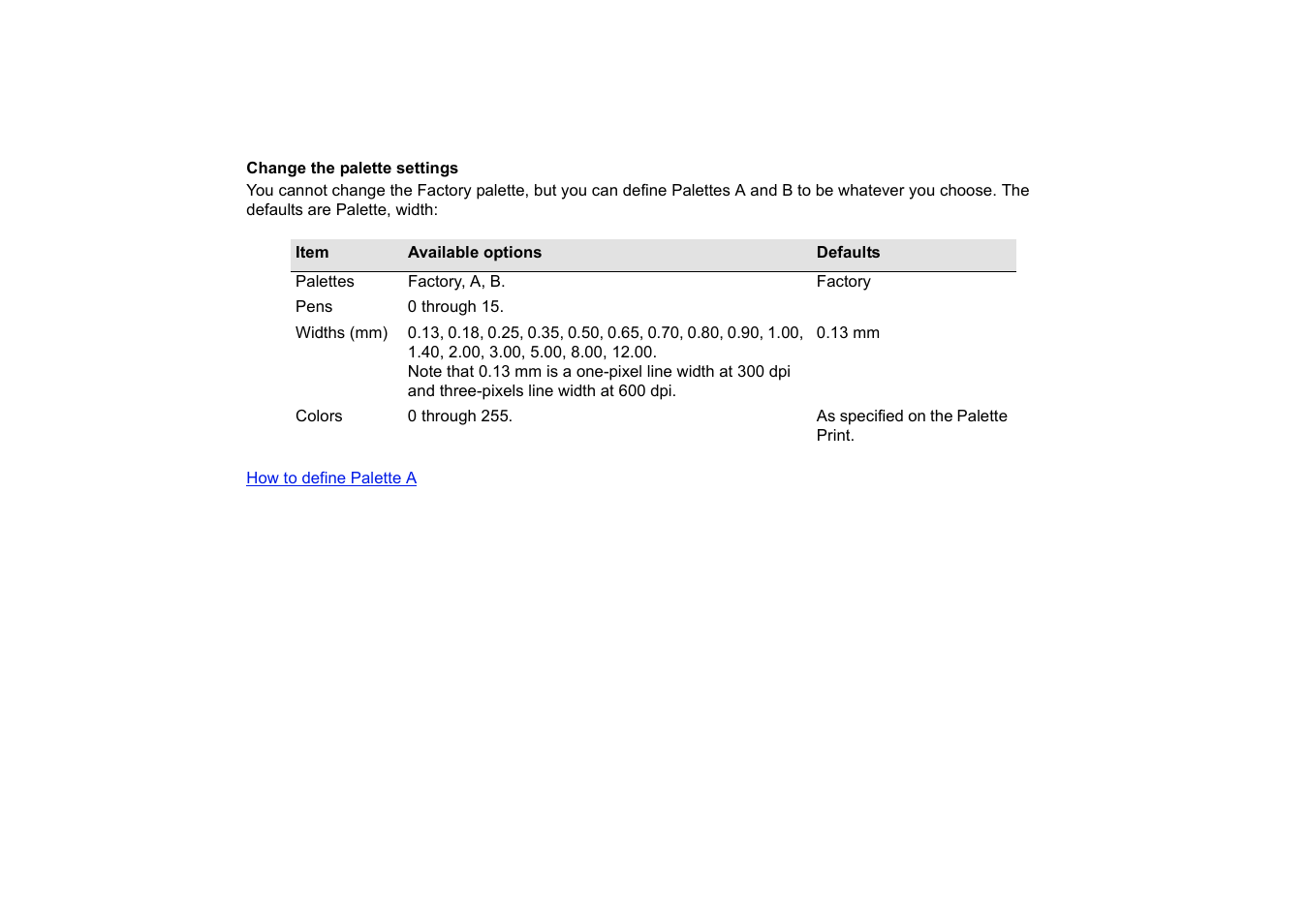 Change the palette settings | HP Designjet 510 Printer series User Manual | Page 156 / 219