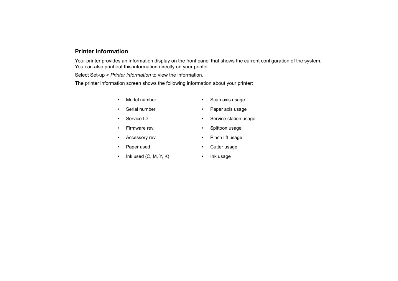 Printer information | HP Designjet 510 Printer series User Manual | Page 171 / 219