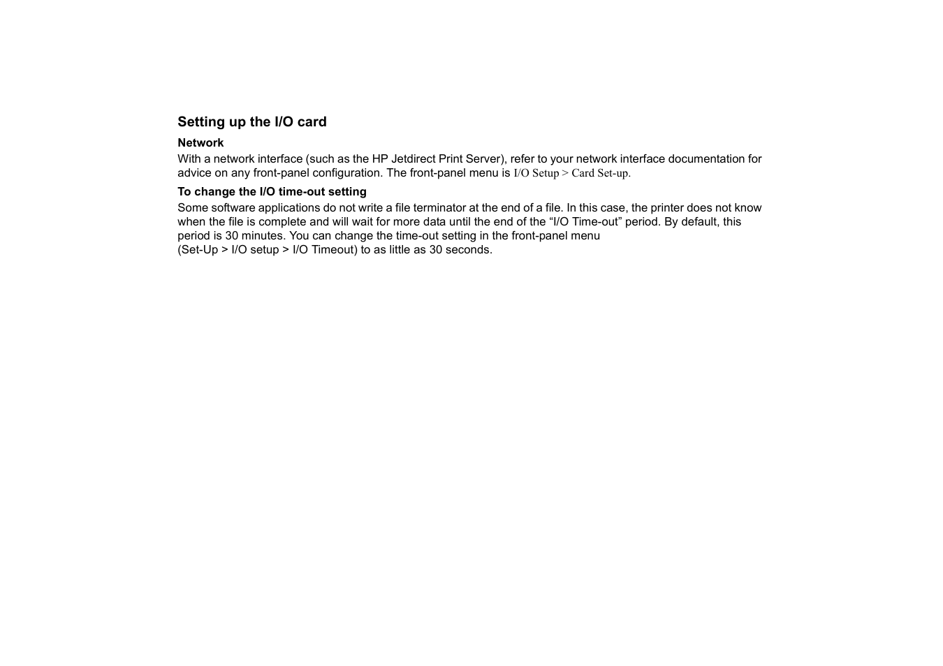 Setting up the i/o card | HP Designjet 510 Printer series User Manual | Page 178 / 219
