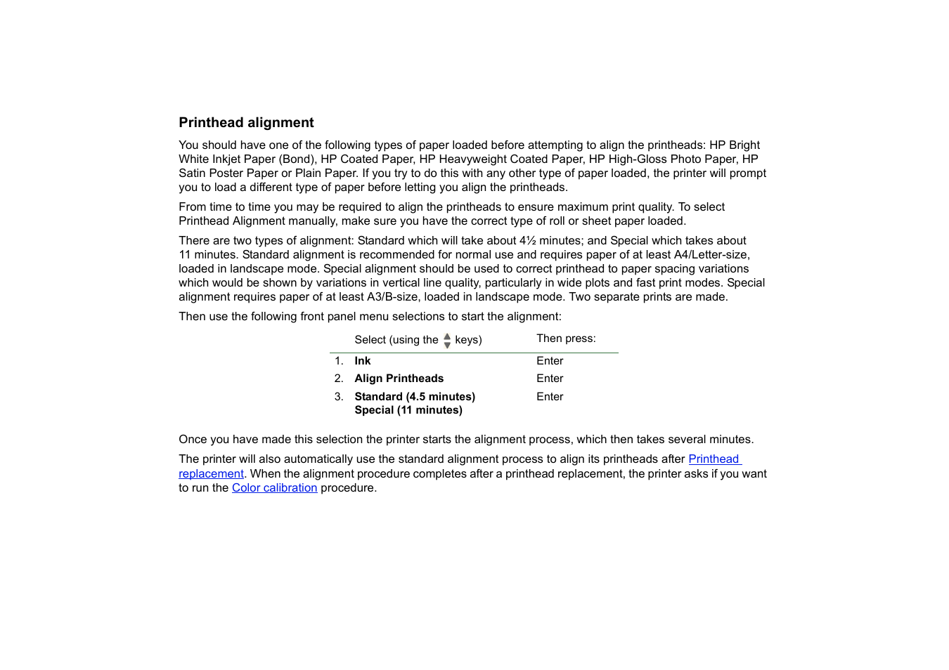 Printhead alignment, Printhead, Alignment | HP Designjet 510 Printer series User Manual | Page 65 / 219