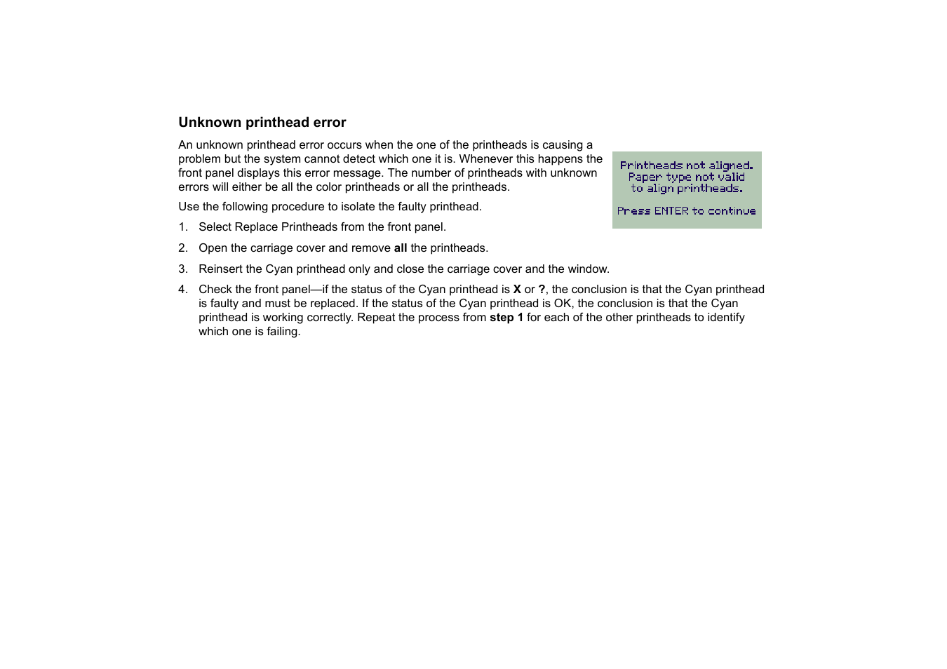 Unknown printhead error | HP Designjet 510 Printer series User Manual | Page 86 / 219