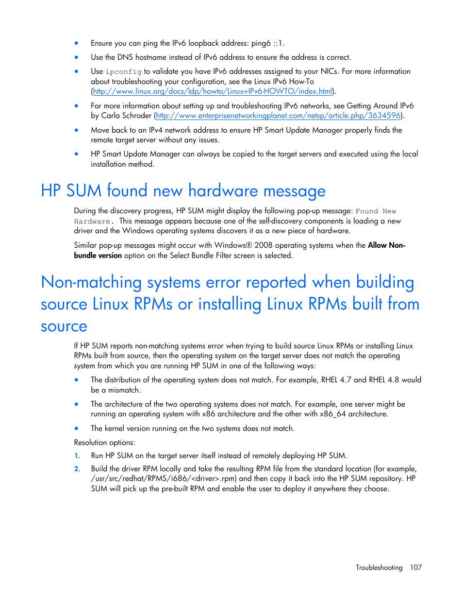 Hp sum found new hardware message | HP ProLiant Support Pack User Manual | Page 107 / 120