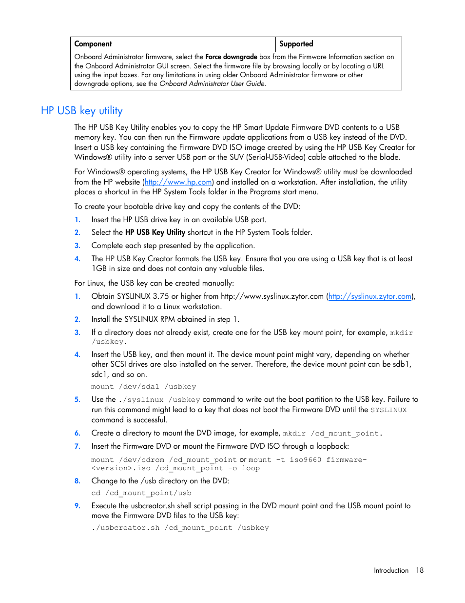 Hp usb key utility | HP ProLiant Support Pack User Manual | Page 18 / 120