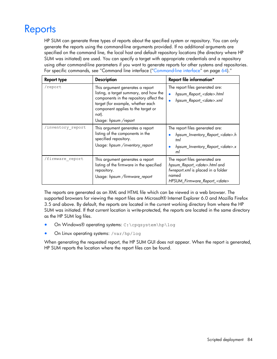 Reports | HP ProLiant Support Pack User Manual | Page 84 / 120