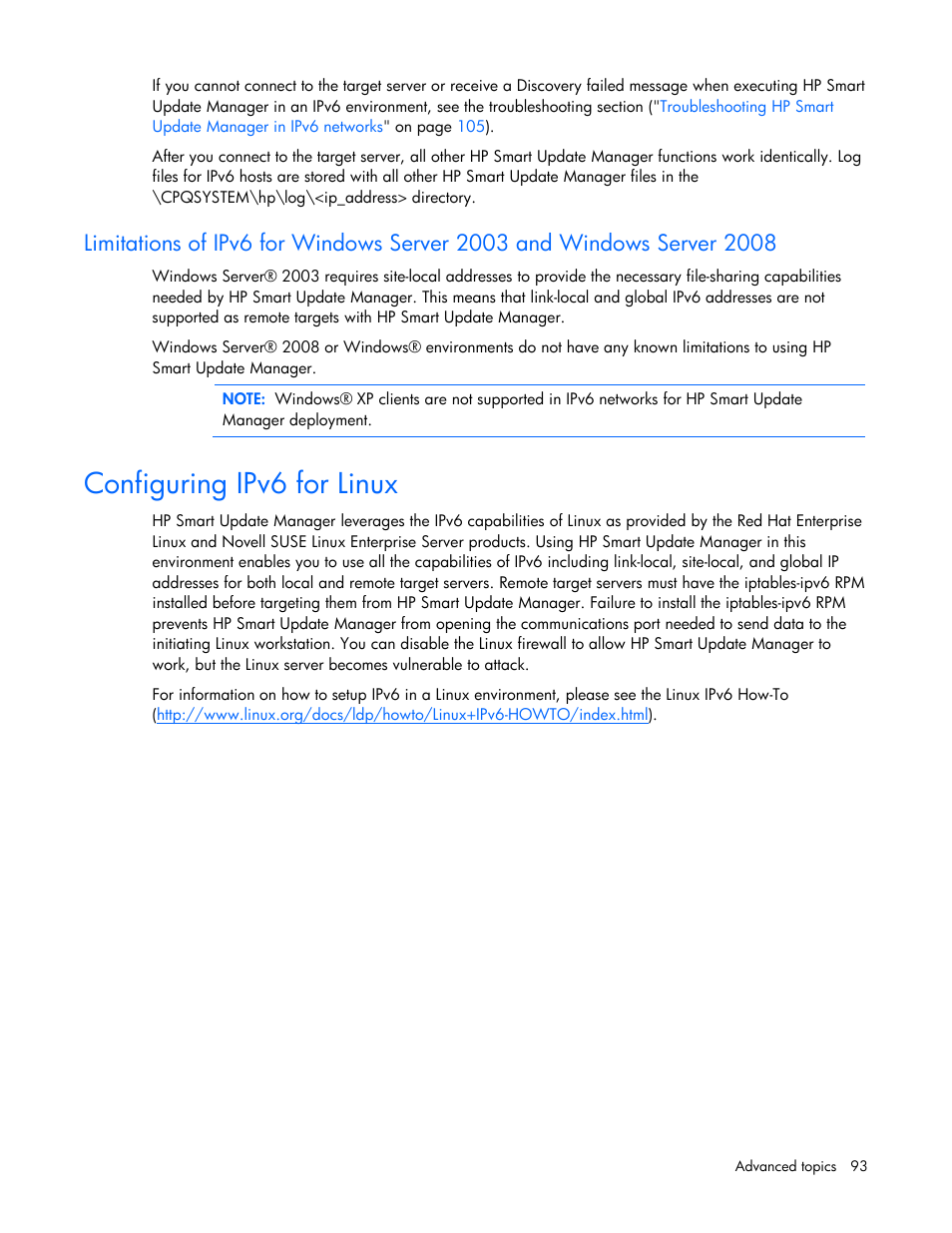 Configuring ipv6 for linux | HP ProLiant Support Pack User Manual | Page 93 / 120