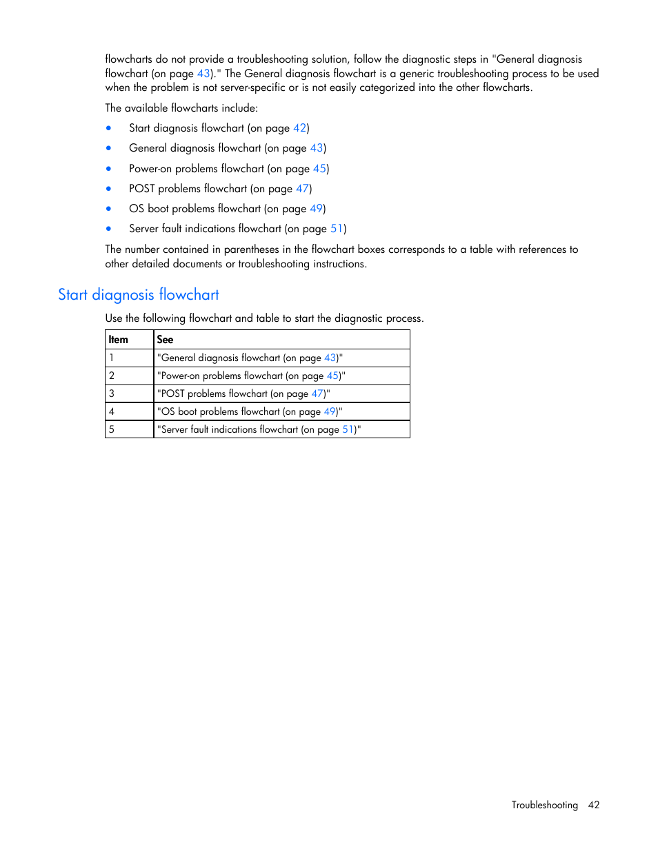 Start diagnosis flowchart, And follow th | HP ProLiant DL120 G5 Server User Manual | Page 42 / 99