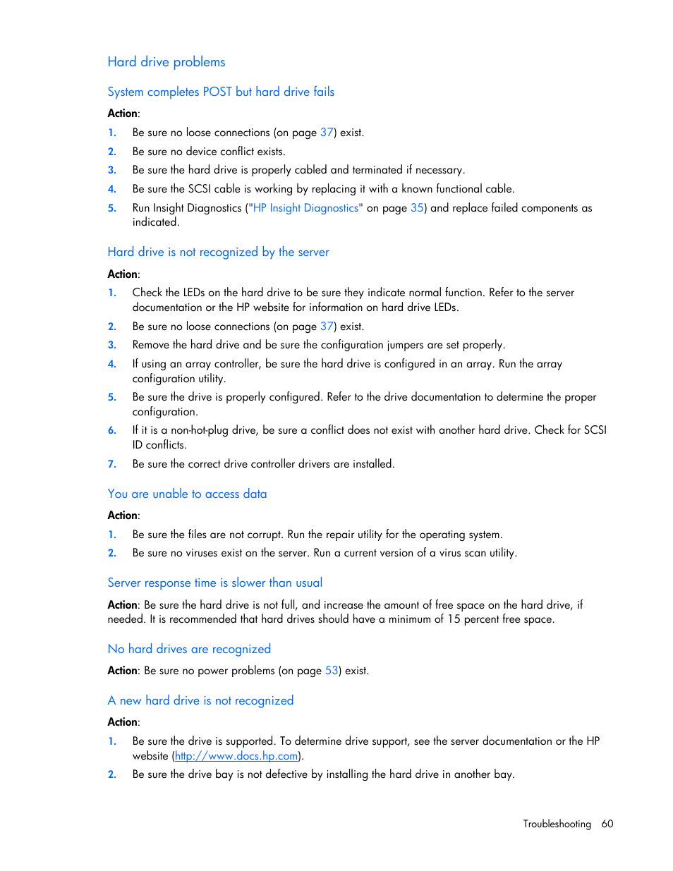 HP ProLiant DL120 G5 Server User Manual | Page 60 / 99