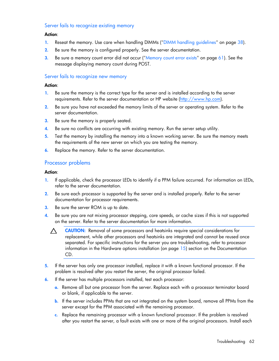 HP ProLiant DL120 G5 Server User Manual | Page 62 / 99