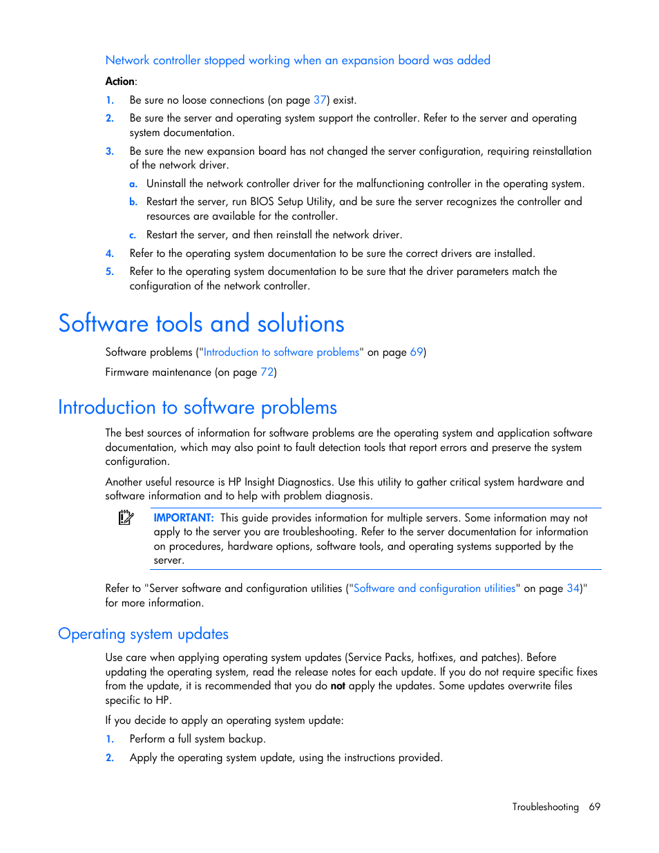 Software tools and solutions, Introduction to software problems, Operating system updates | HP ProLiant DL120 G5 Server User Manual | Page 69 / 99