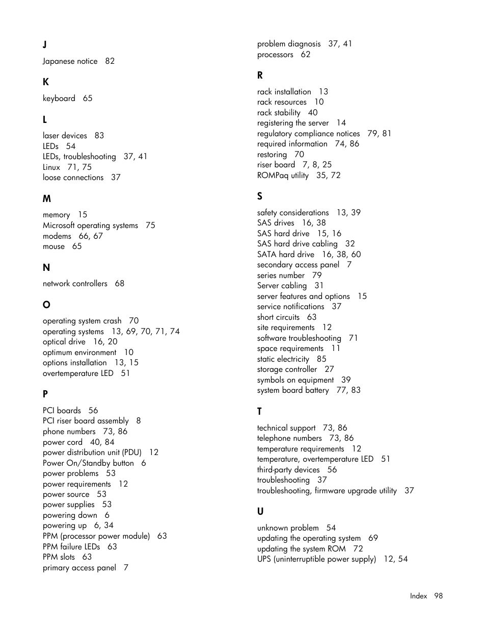 HP ProLiant DL120 G5 Server User Manual | Page 98 / 99