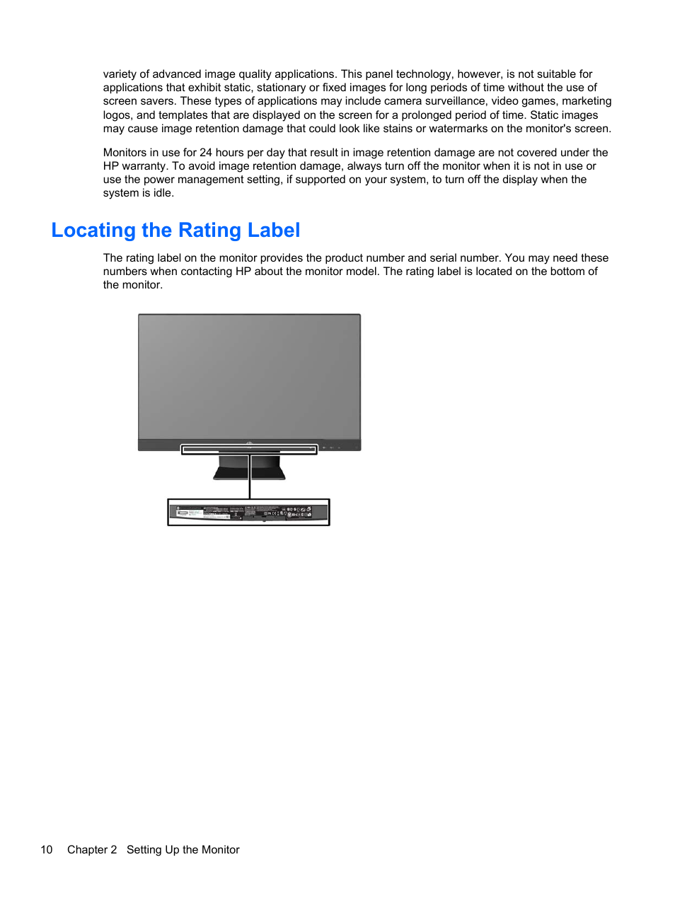 Locating the rating label | HP ENVY 23 23-inch Diagonal IPS LED Backlit Monitor User Manual | Page 16 / 24