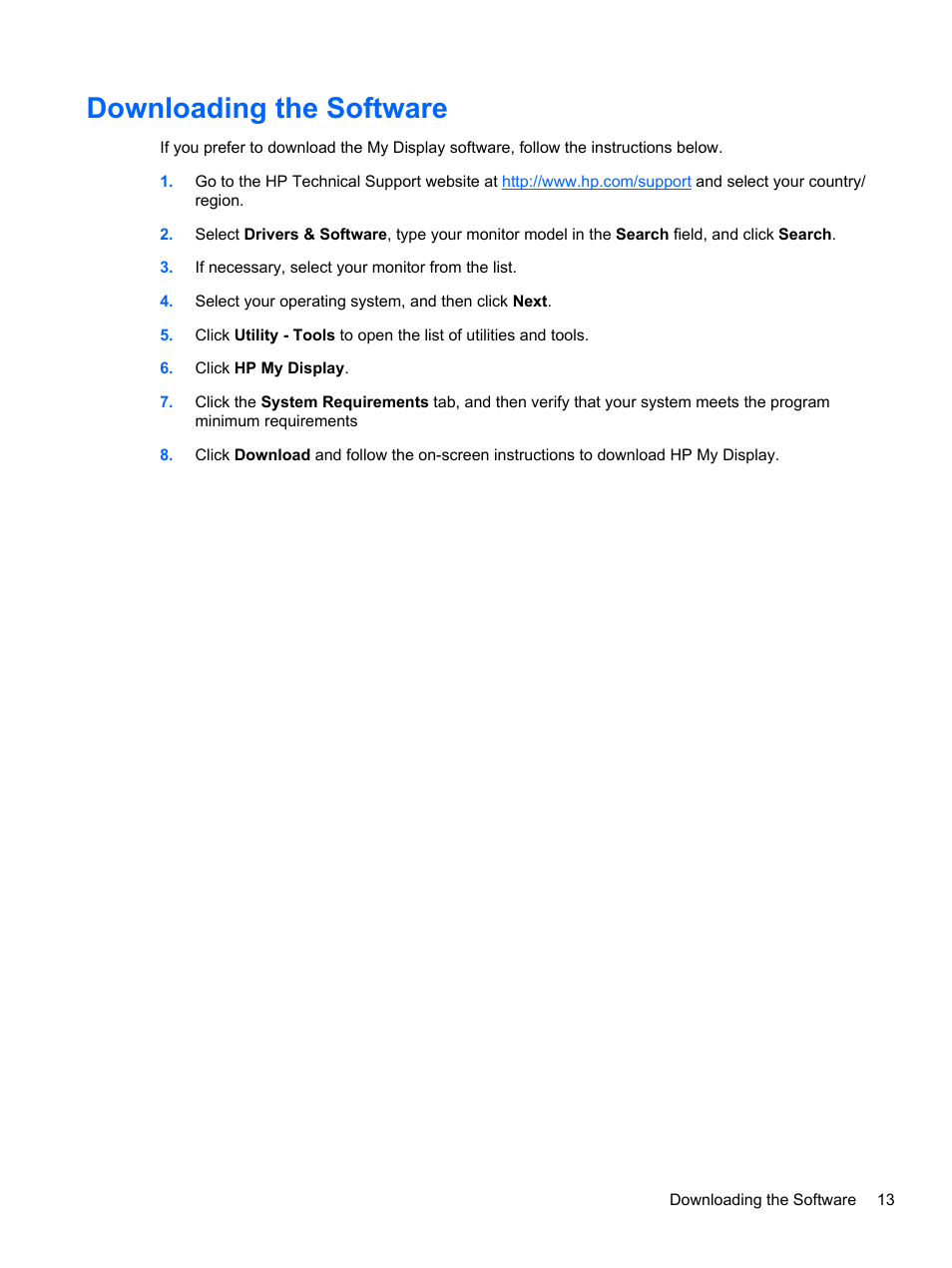 Downloading the software | HP ENVY 23 23-inch Diagonal IPS LED Backlit Monitor User Manual | Page 19 / 24