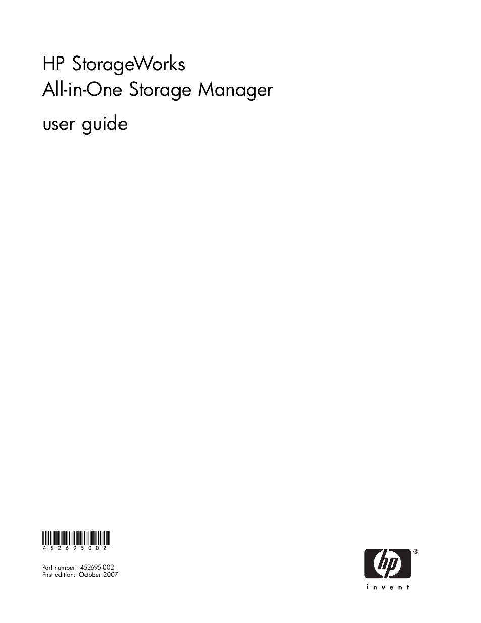 HP StorageWorks All-in-One SB600c Storage Blade User Manual | 78 pages
