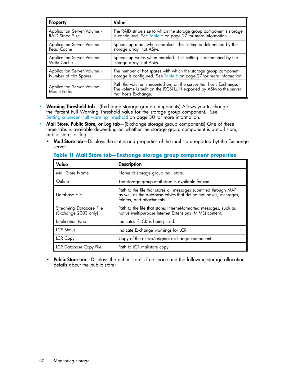 Mailstore database properties | HP StorageWorks All-in-One SB600c Storage Blade User Manual | Page 50 / 78