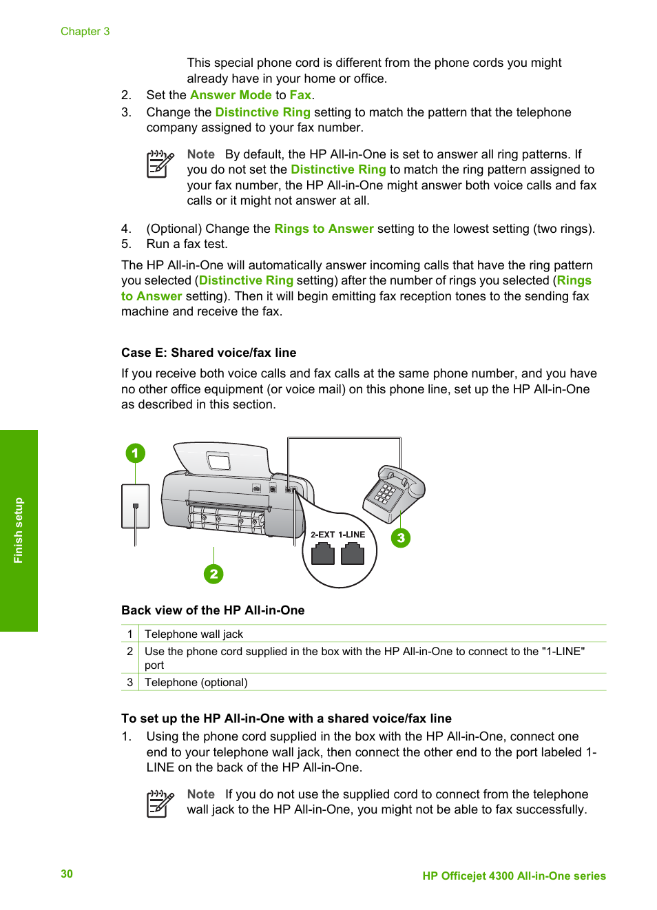 Case e: shared voice/fax line | HP Officejet 4314 All-in-One Printer User Manual | Page 33 / 133