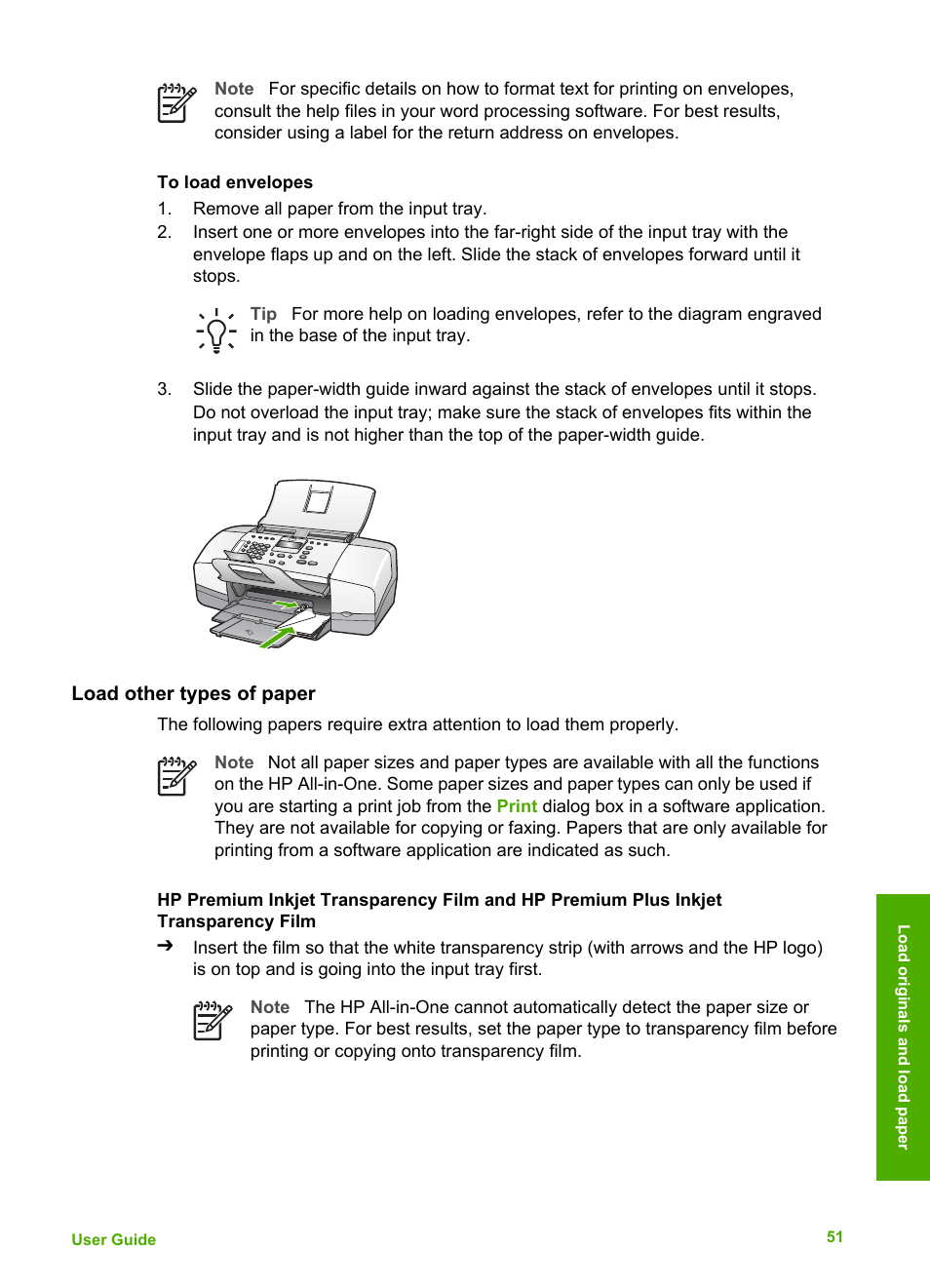 Load other types of paper | HP Officejet 4314 All-in-One Printer User Manual | Page 54 / 133