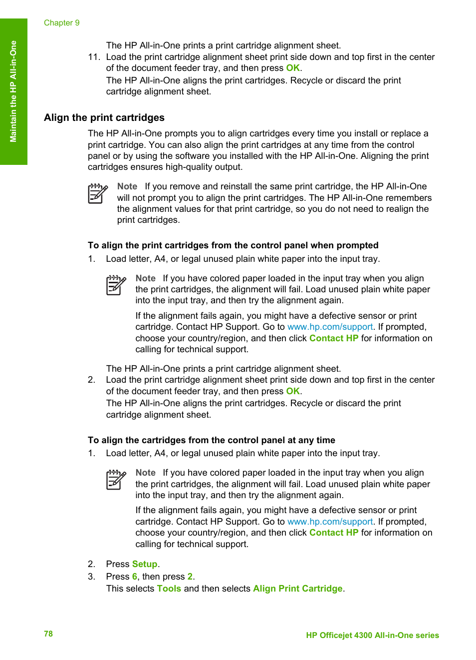Align the print cartridges | HP Officejet 4314 All-in-One Printer User Manual | Page 81 / 133