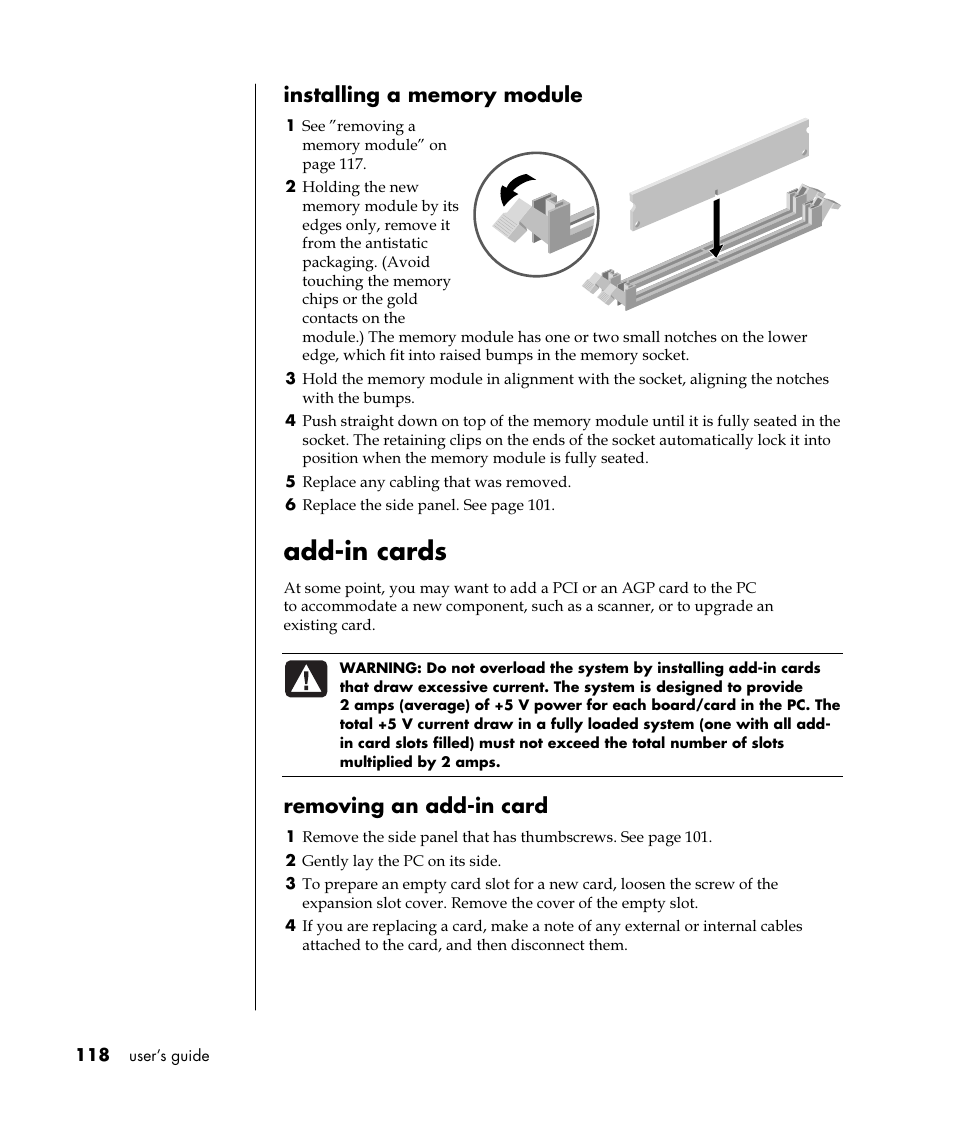 Add-in cards, Removing an add-in card | HP Pavilion t350.uk Desktop PC User Manual | Page 126 / 156