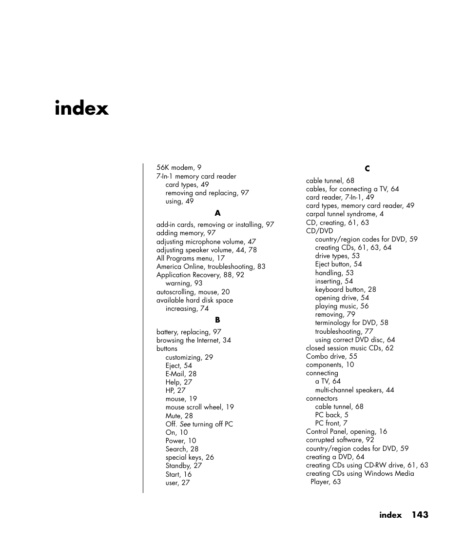 Index | HP Pavilion t350.uk Desktop PC User Manual | Page 151 / 156