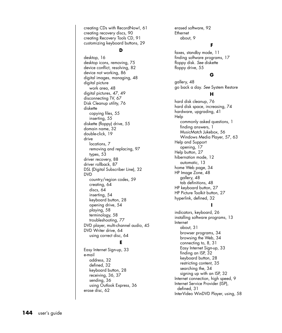 HP Pavilion t350.uk Desktop PC User Manual | Page 152 / 156