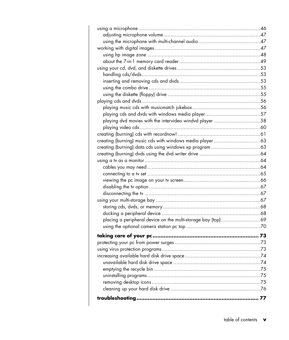 HP Pavilion t350.uk Desktop PC User Manual | Page 5 / 156