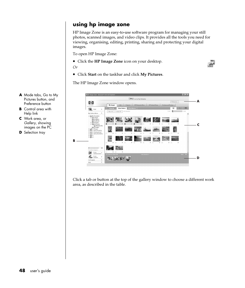 Using hp image zone | HP Pavilion t350.uk Desktop PC User Manual | Page 56 / 156