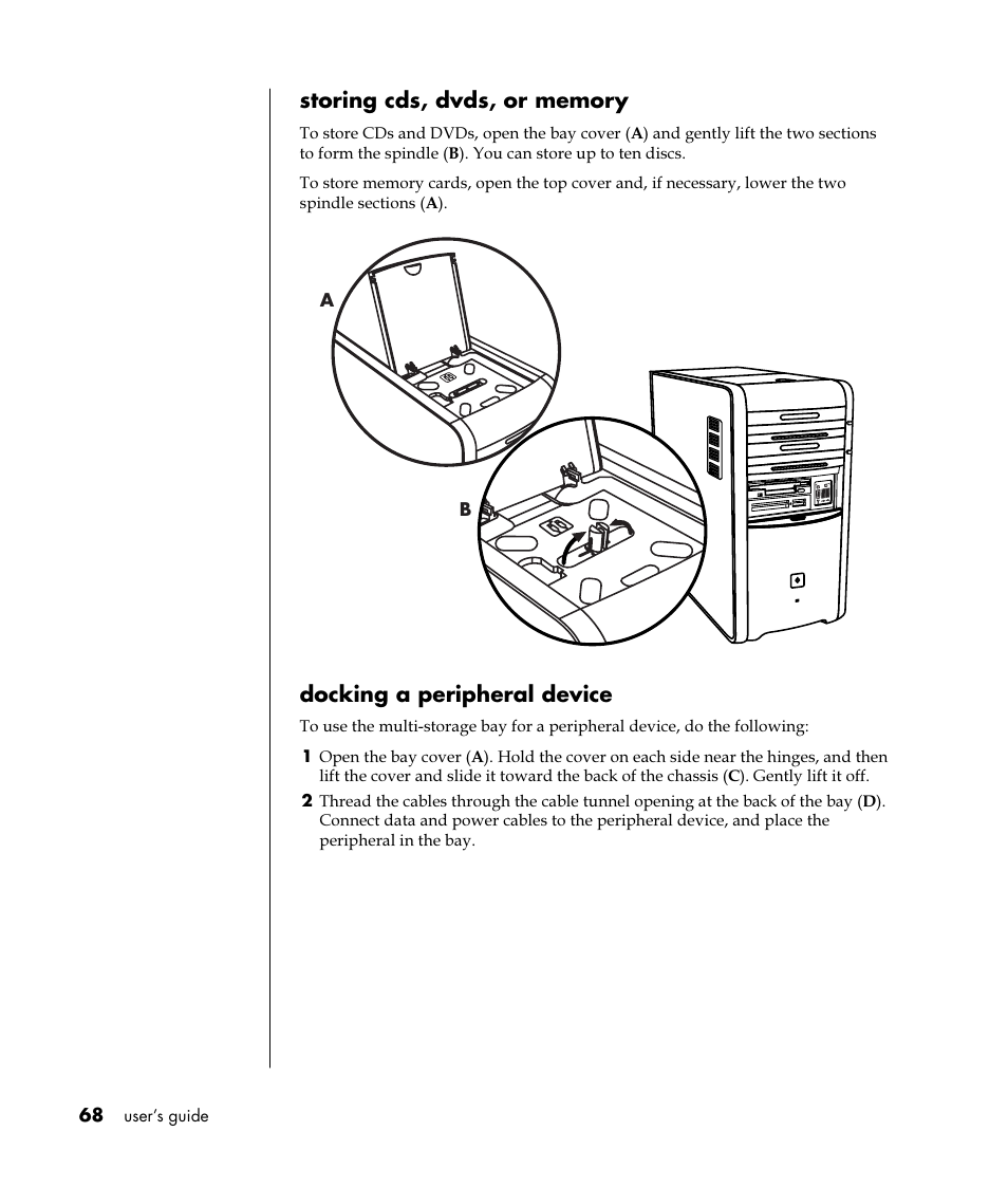 Docking a peripheral device | HP Pavilion t350.uk Desktop PC User Manual | Page 76 / 156