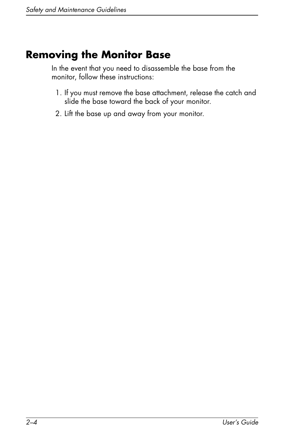 Removing the monitor base | HP Pavilion v72 17 inch CRT Monitor User Manual | Page 10 / 42