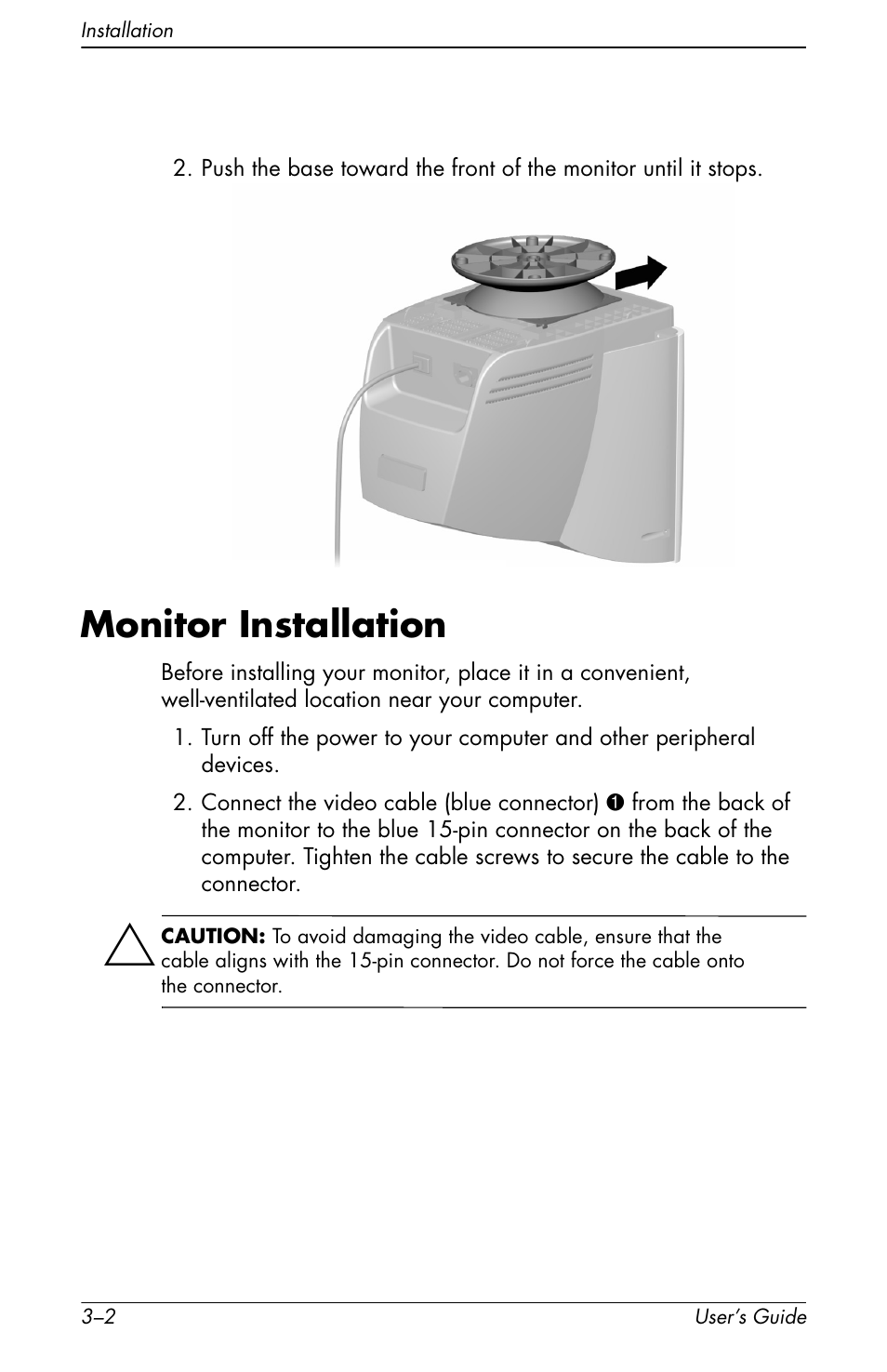 Monitor installation | HP Pavilion v72 17 inch CRT Monitor User Manual | Page 12 / 42