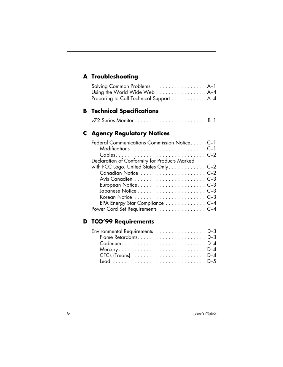 HP Pavilion v72 17 inch CRT Monitor User Manual | Page 4 / 42