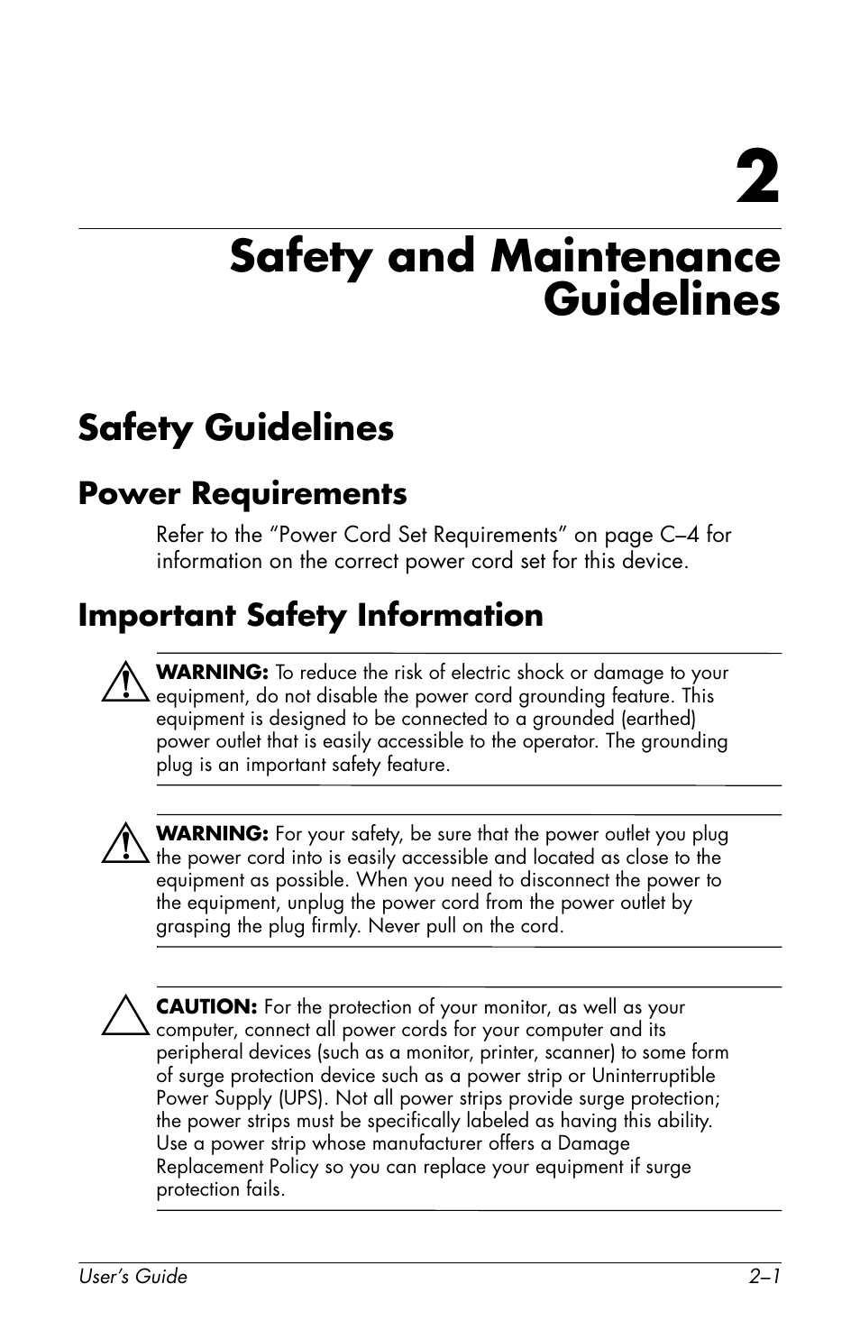 Safety and maintenance guidelines, Safety guidelines | HP Pavilion v72 17 inch CRT Monitor User Manual | Page 7 / 42