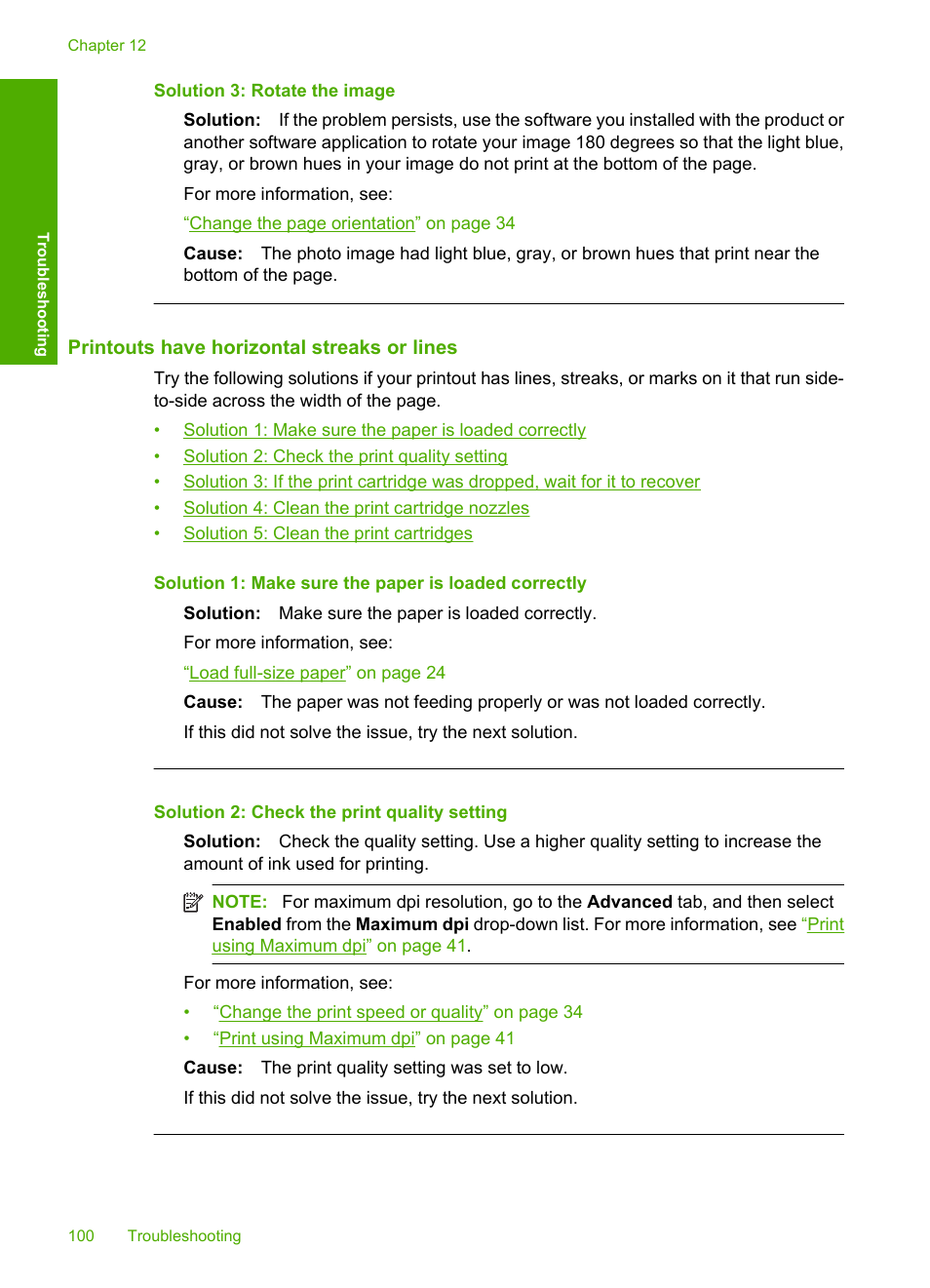 Printouts have horizontal streaks or lines, Solution 3: rotate the image | HP Deskjet F4210 All-in-One Printer User Manual | Page 102 / 220